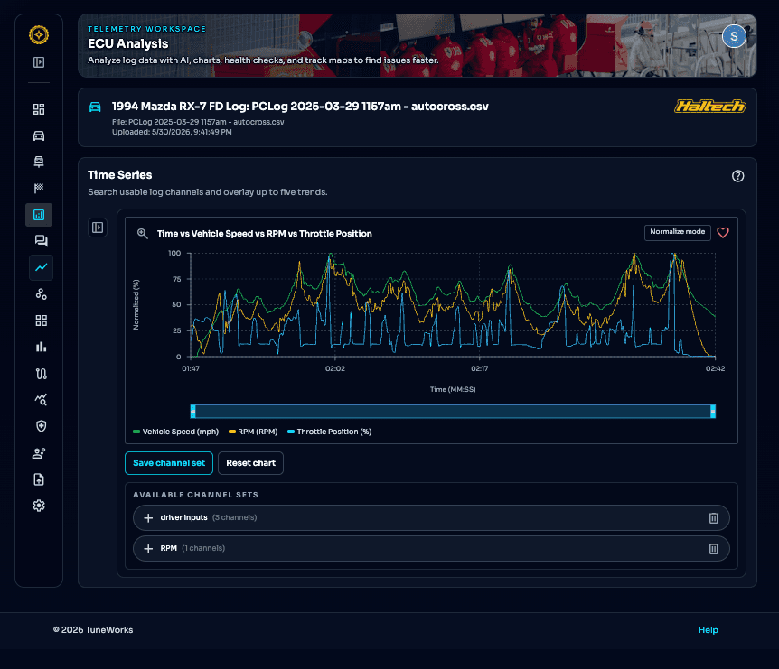 TuneWorks setup details screen