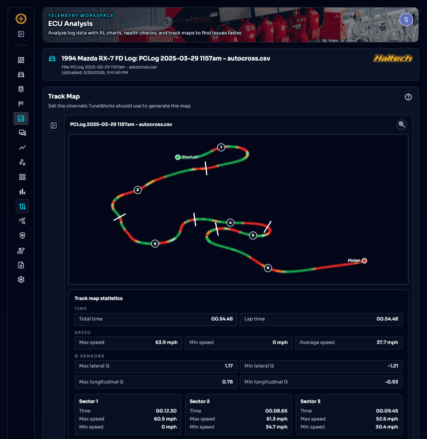 TuneWorks chart builder screen