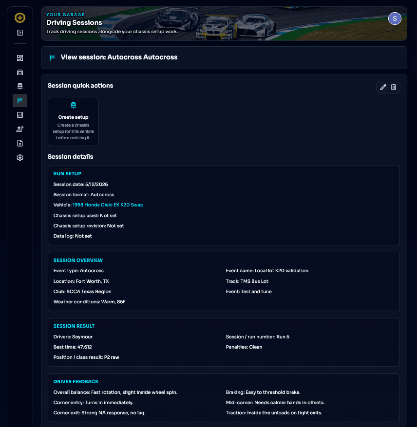 TuneWorks account screen